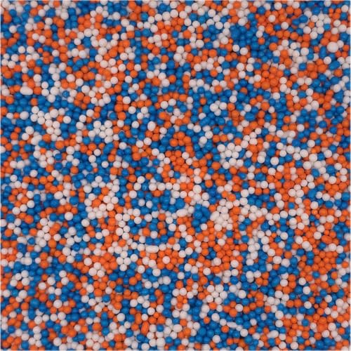 NCS Blue, Orange & White Nonpareils Edible Sprinkles – Cupcake, Cake & Cookie Decorations, 7 oz