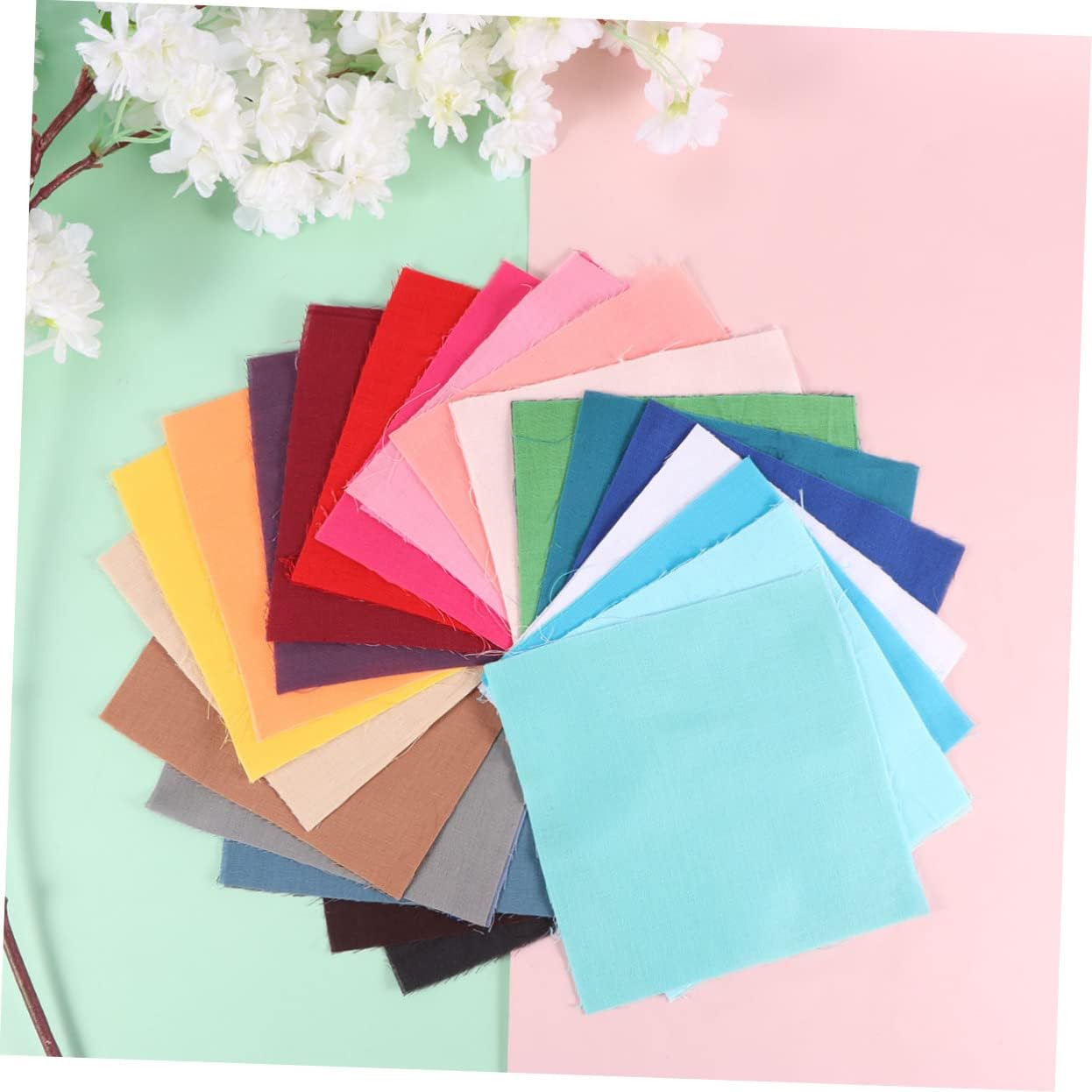 TEHAUX 50pcs Embroidery Cotton Fabric Patches Cotton Sheet for Cross Stitch Quilt Making