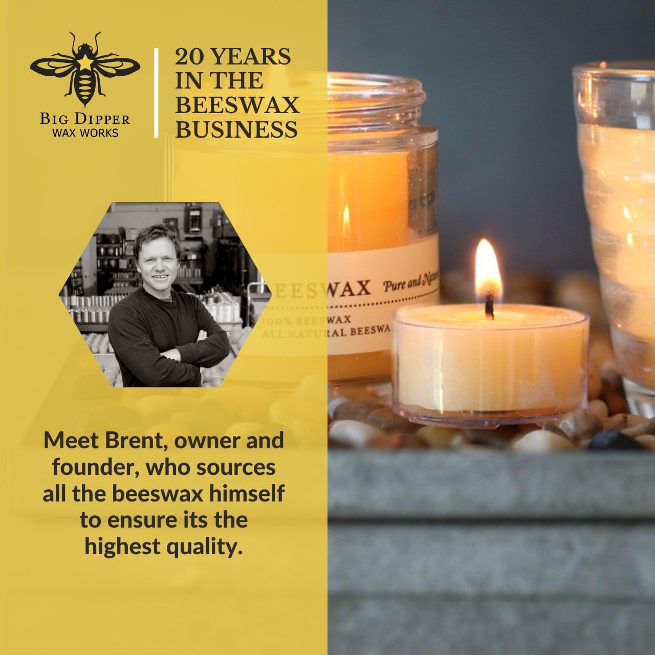 Big Dipper Wax Works Beeswax Tea Light Candles 48-Pack – Pure Beeswax, Unscented, Long Burning, Clean Air, Non-Toxic, Handmade in USA, Natural Candle Set for Home & Events