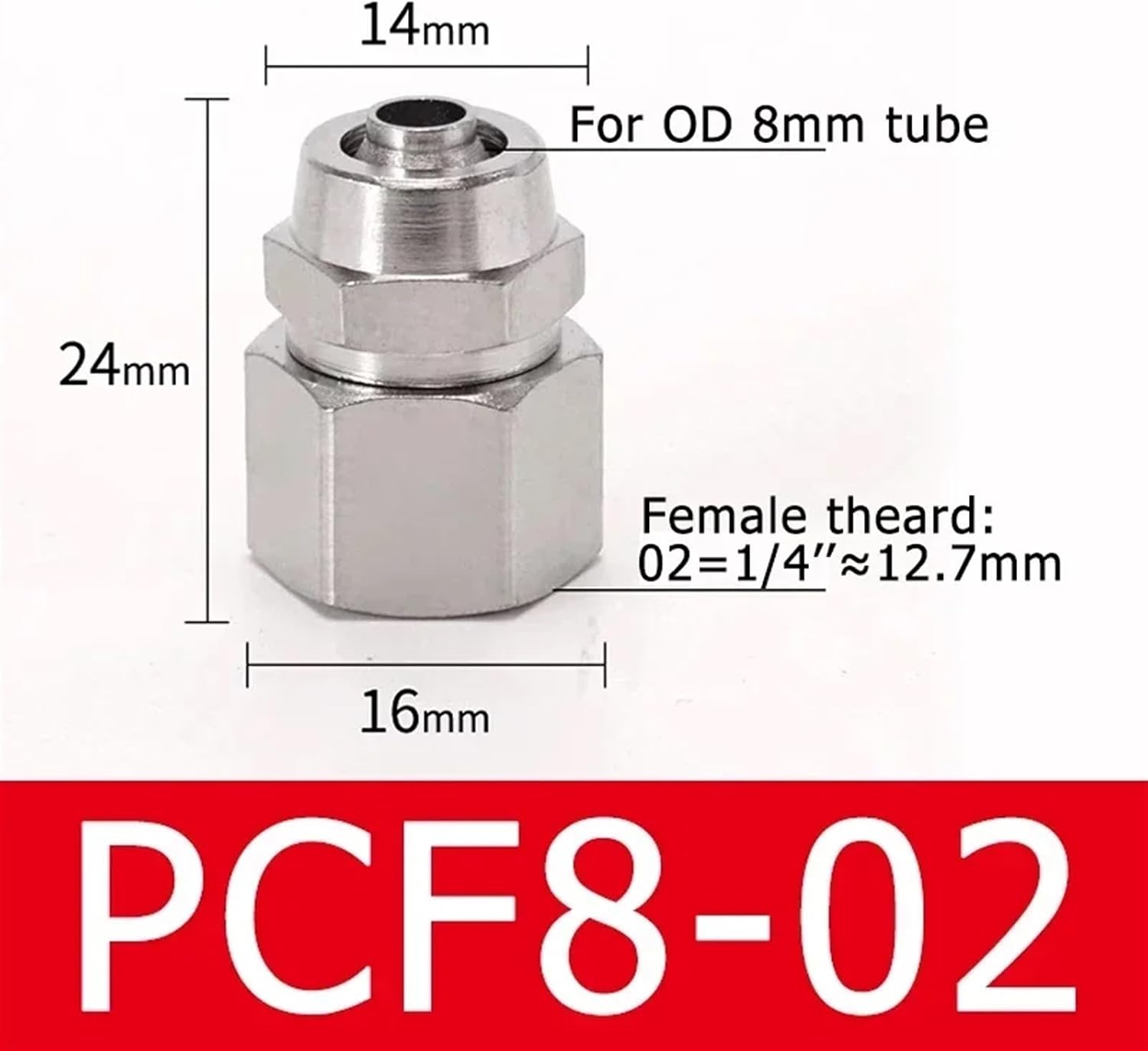 Pneumatic Quick Connector KPCF 1/8” 1/4” 3/8” 1/2” BSPT Female Air Hose 4 6 8 10 12mm Pneumatic Components 10pcs(KPCF 8-02)