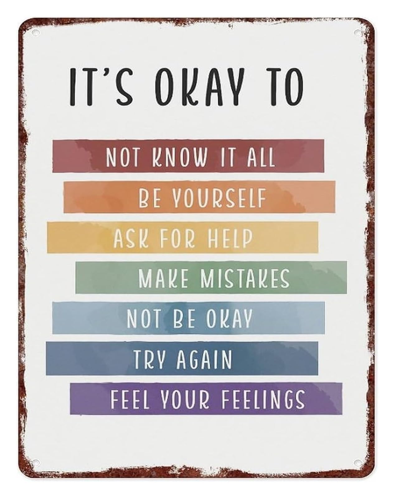 PKNVKZIDK Its Okay To Affirmation Metal Sign Wall Plaque for Home Office Classroom Living Room 8 X 12 in