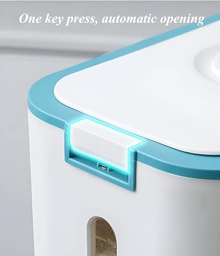 Miniatura 3 de Kitty Dispensador de arroz, contenedor de grano grande con tapa, cilindro de medición a prueba de humedad, cubo dispensador de cereales domésticos
