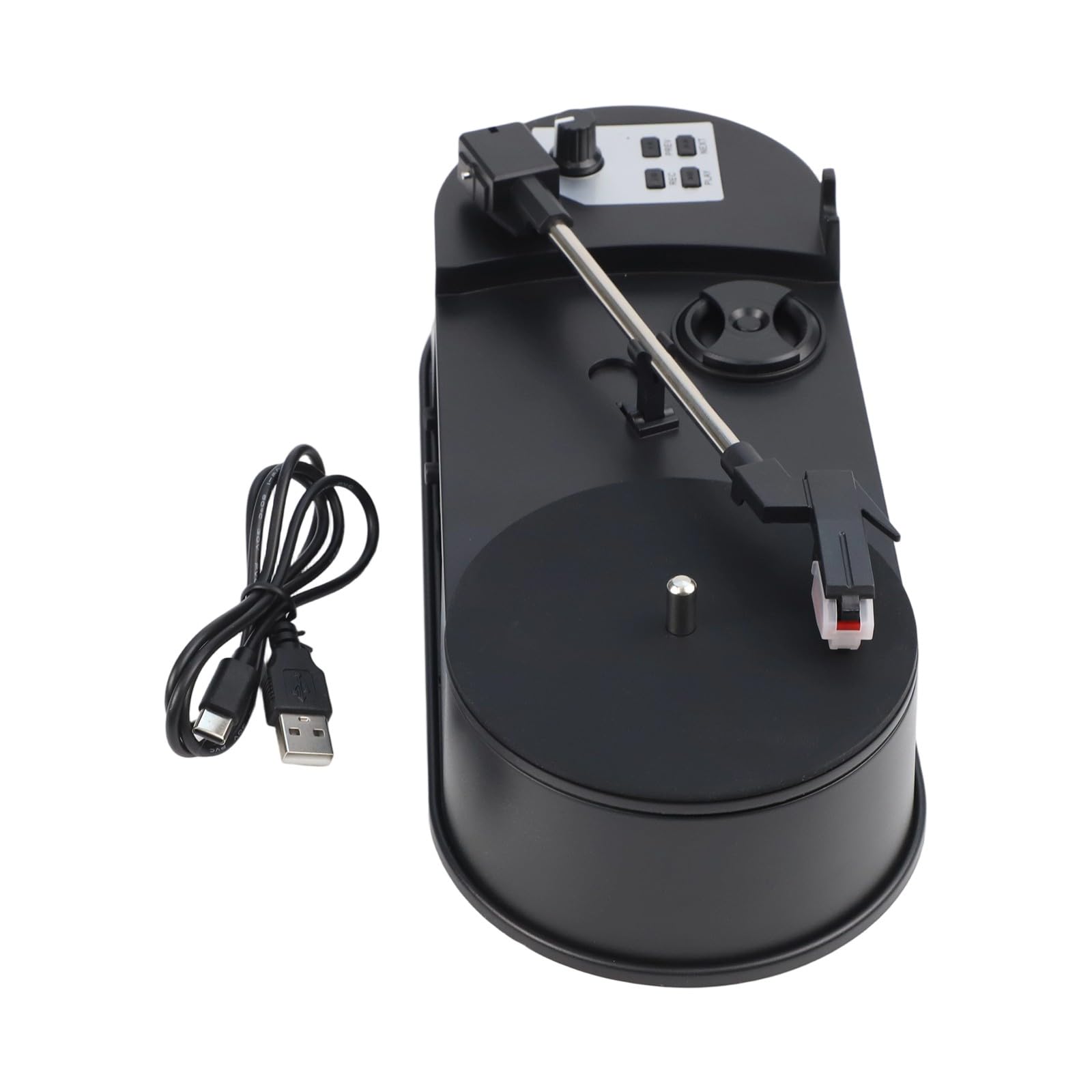 Giradischi compatto in vinile con conversione MP3 e registrazione SD, giradischi da 33/45 giri/min per configurazione mini, design ABS resistente, nero