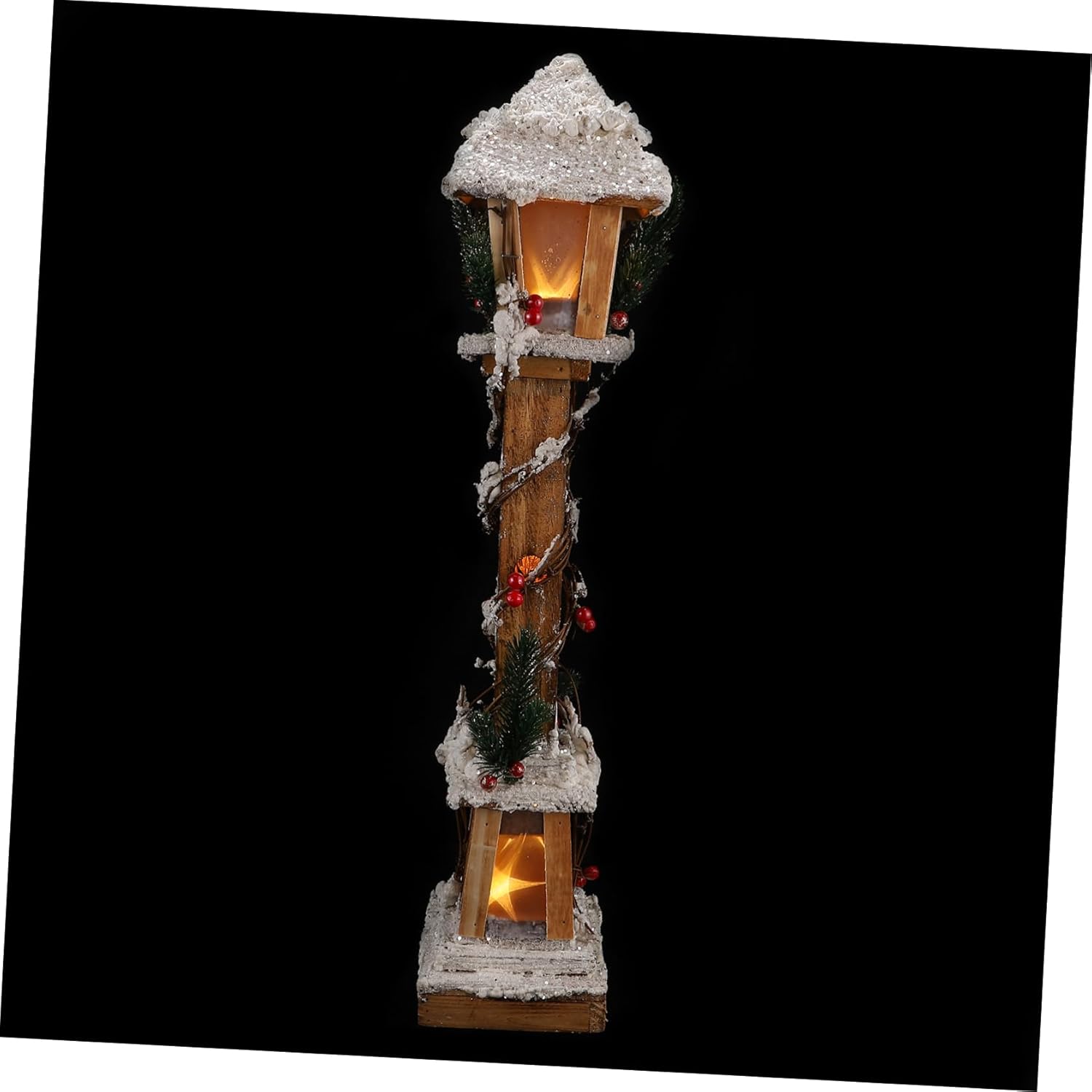 1pc Streetlamp Model for Christmas Decoration Wooden Craft Desktop Adornment Creative Decor for Home and Party Ambiance