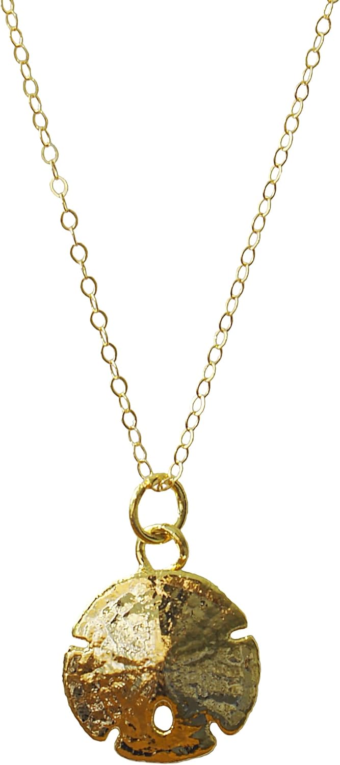 Genuine Gold Sand Dollar Necklace, Real Sand Dollar Charm on 14k Chain, Ocean & Beach Jewelry