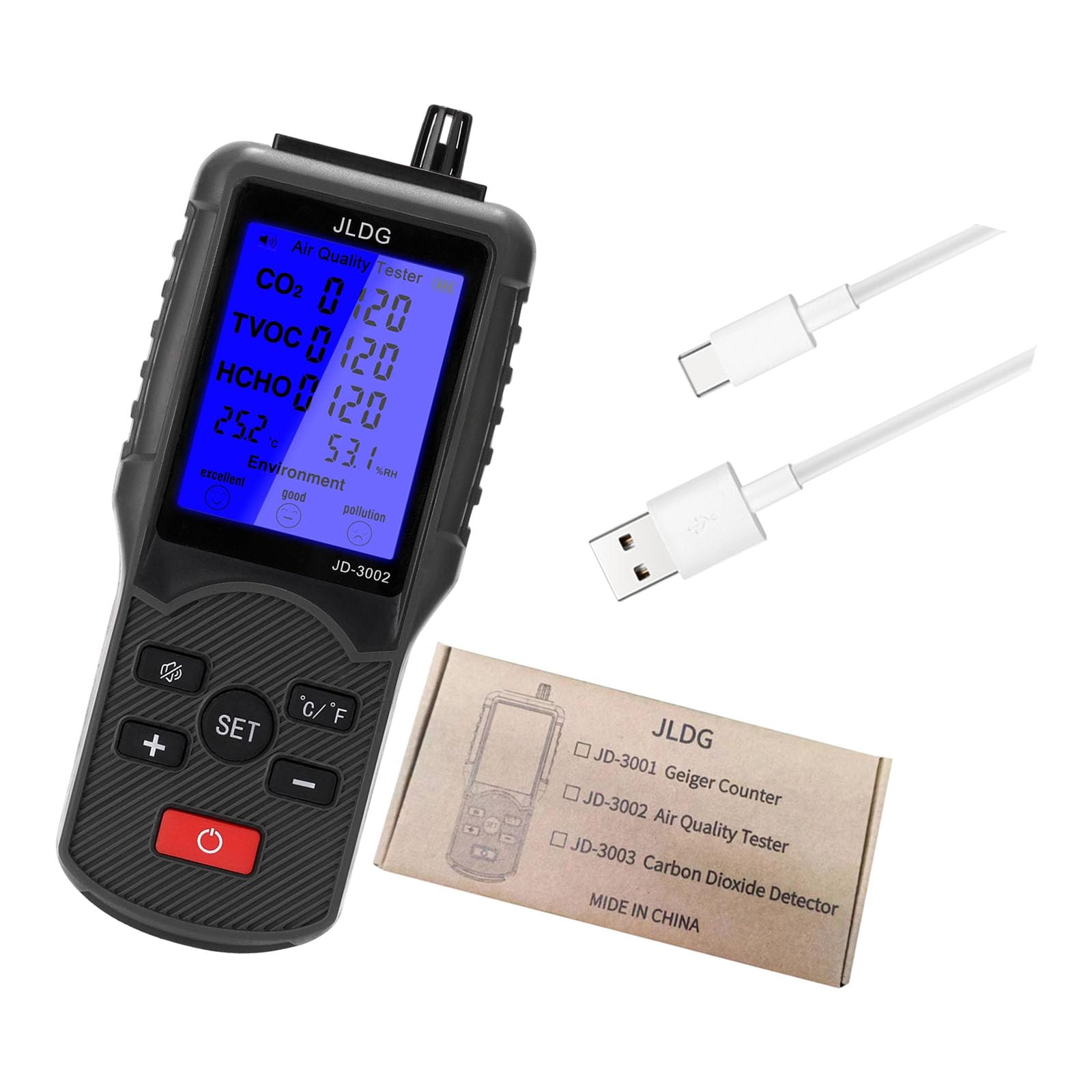 Rgybao Paper Box Air Monitors, Indoor Detects Co2, Formaldehyde, Tvoc, Temperature And Humidity Air Tester Tester For Home