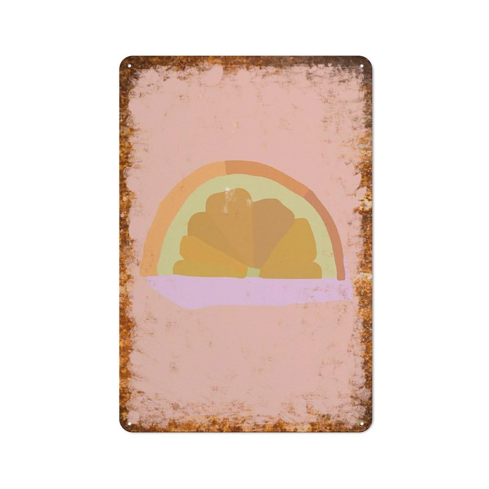 peiyeety Metal Tin Sign Citrus Slice On Pink Background Pattern Vintage Rustic Wall Art Kitchen Bathroom Bedroom Living Room Cafe Farmhouse Office Garage Home Bar Laundry Room Porch Patio 8x12 Inch
