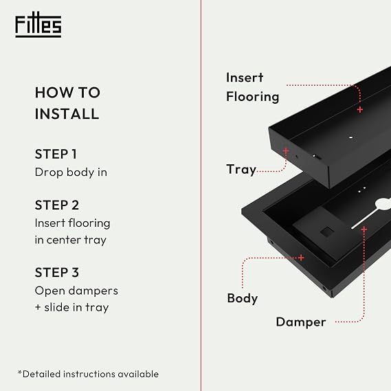 Fittes Framed Floor Vent [Luxe], Minimalist Steel HVAC Air Return Register Cover, Customizable Adjustable Airflow Solution for Home Floor, 15-Min DIY Install, Damper Included - 4x10 - Matte Black