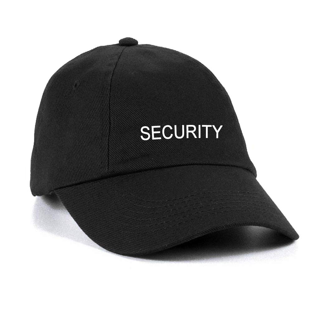 Workwear World Essential Security Embroidered Doorman Low Profile Baseball Cap (Black/White Embroidery)