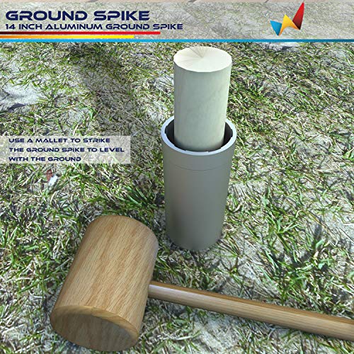 Windscreen4less Fence Post Anchor Ground Spikes 1-5/16'' ID Round Pole Holder Socket Sleeve for Dirt Clay Grass Aluminum Pack of 5