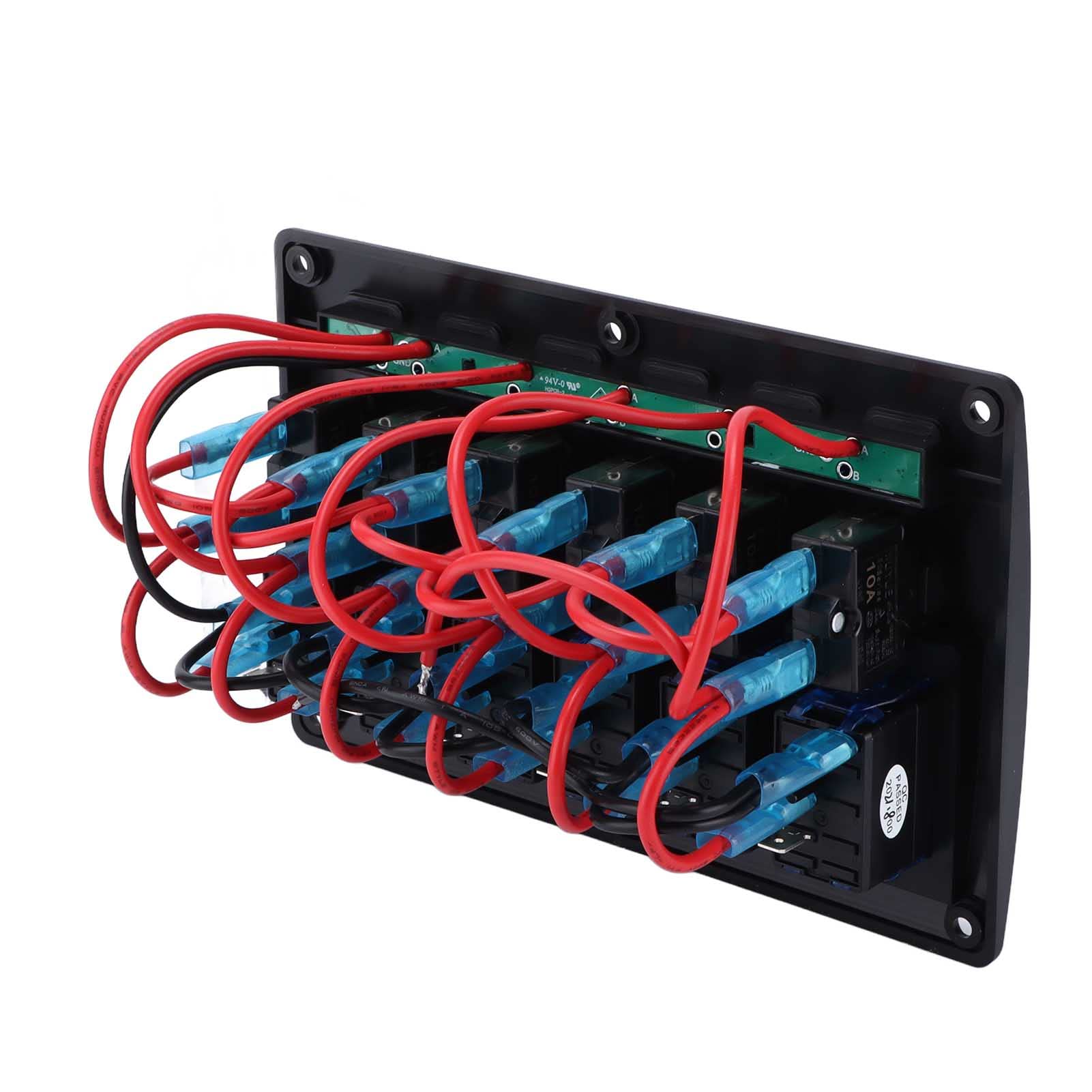 FILFEEL Pannello Interruttori a Bilanciere a 6 Gang con Porte di Ricarica USB, Indicatore LED Blu 12V-24V, IP65 per Barche, SUV, Trattori, Yacht e Veicoli