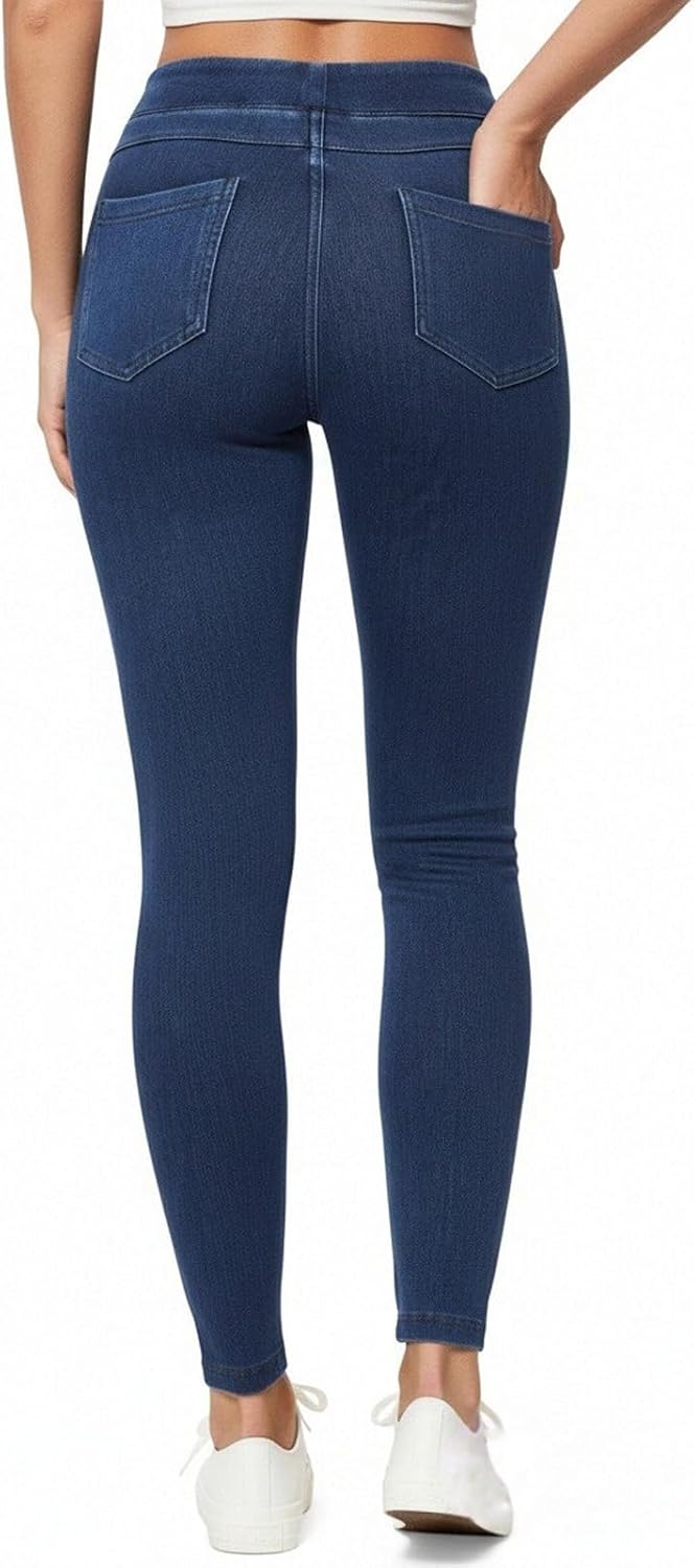 Women's High Waisted Denim Jeggings, Tummy Control Skinny Jeans Pants,Stretchy Pull-On Skinny Fit Leggings