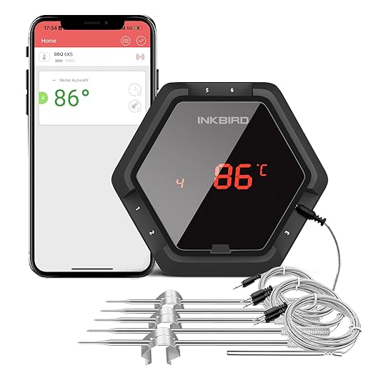 Inkbird IBT6XS 150ft Bluetooth Wireless BBQ Thermometer with 1000mAh