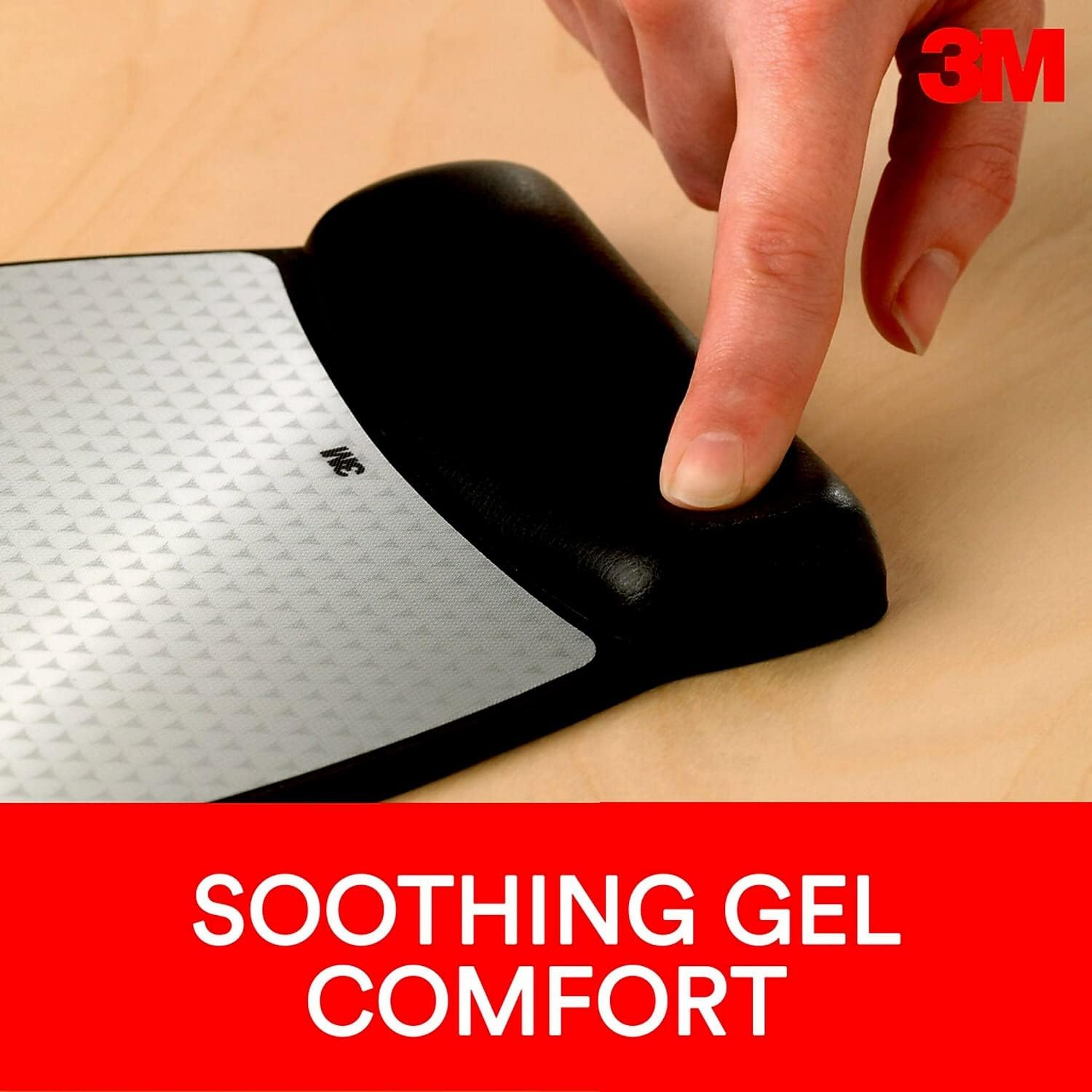3M MW310LE Precise Leatherette Mouse Pad w/Wrist Rest, Nonskid Base, 8-3/4 x 9-1/4, Black