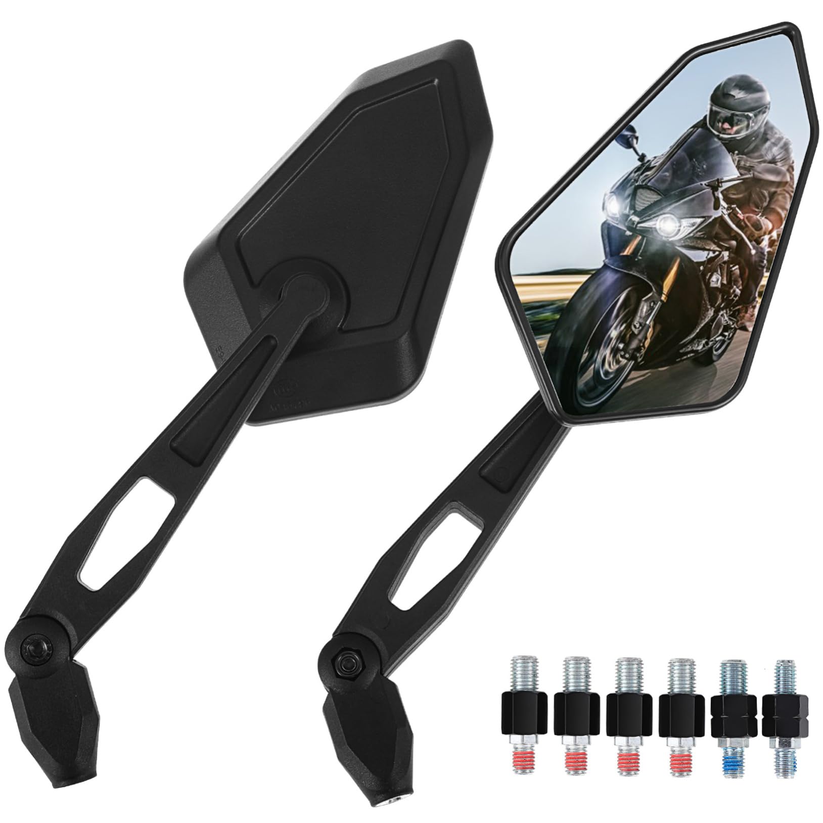 Rétroviseurs pour Moto Réglables sur Guidon Design Polygonal Miroir Clair
