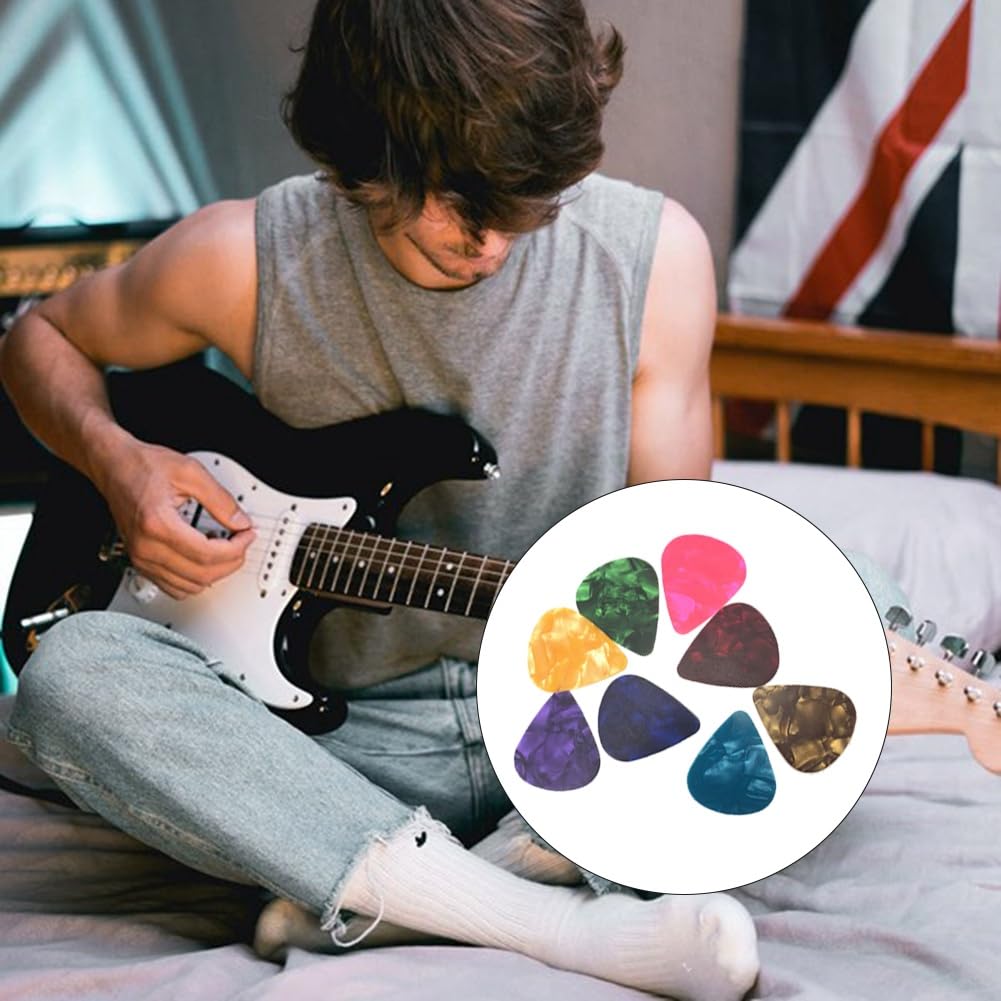 Xuzxinze 100 PCS Guitar Picks 0.46mm Thickness Celluloid Guitar Pick Plectrums for, Acoustic Guitars 30X26MM - Image 2