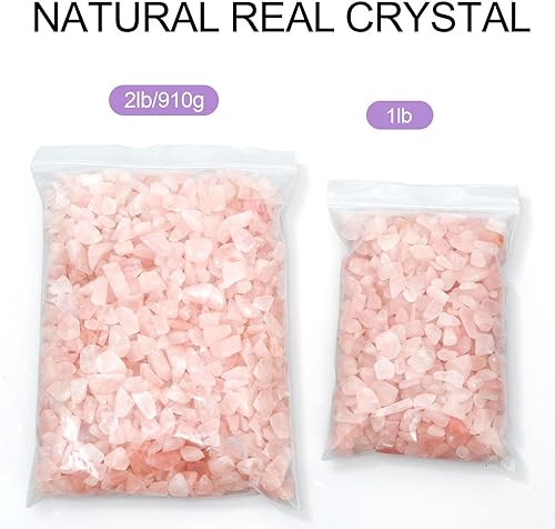 Miniatura 3 de gemshan Chips de cuarzo rosa de 2 libras de cristal triturado natural a granel de 0.236 a 0.315 pulgadas, piedra de cristal curativo para acuario,