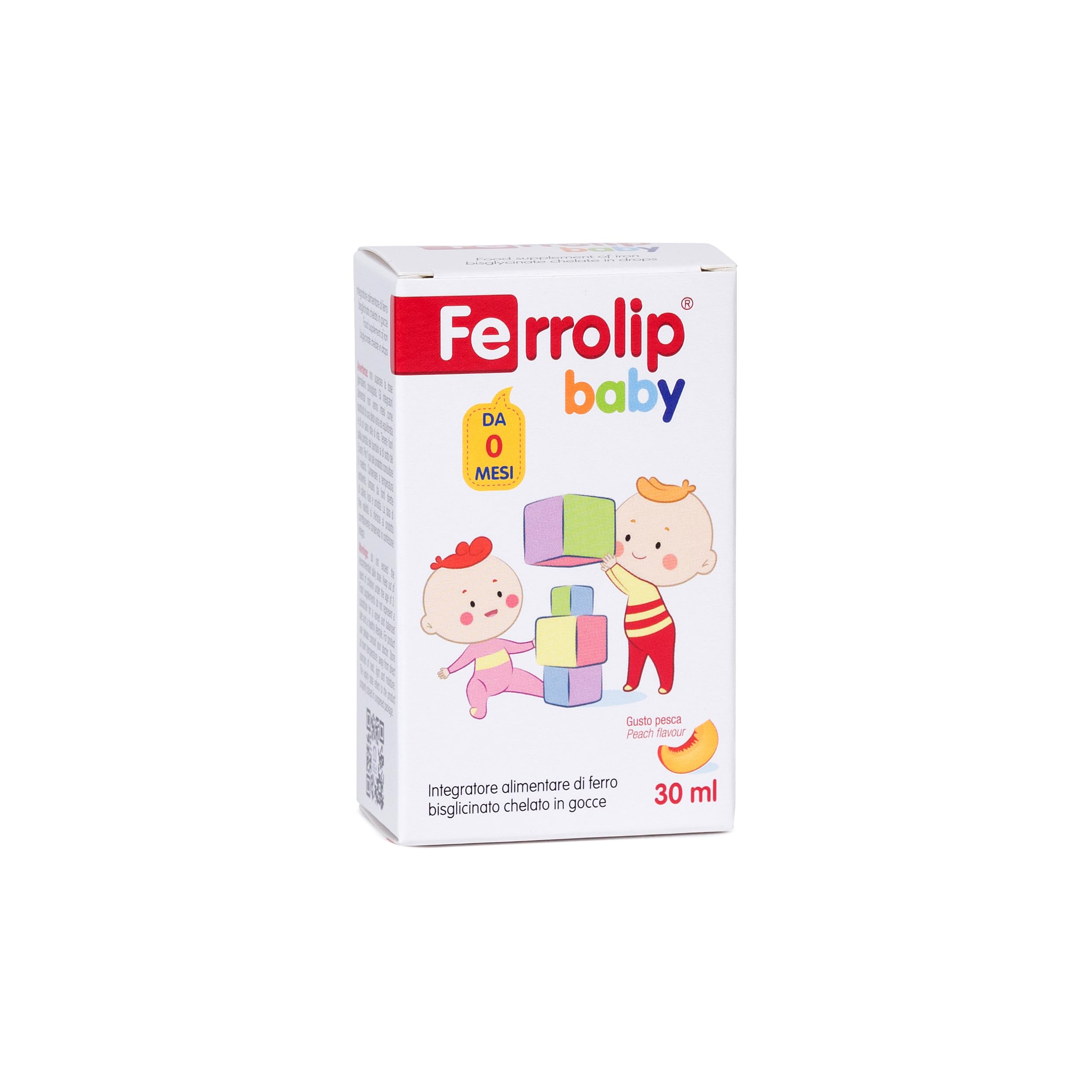 FERROLIP Baby | 30 ml | Eisenbisglycinat-Chelat-Präparat | Hohe Bioverfügbarkeit und gastrointestinale Verträglichkeit | Pfirsich-Geschmack | Sichere und praktische Dosierung