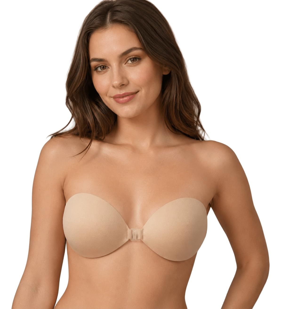 Invisible Strapless Adhesive Bra for Women | Reusable Push Up Stick On Silicone Bra | Backless & Off Shoulder Dress | Skin Friendly | Wire Free | Beige | Size B-picture-38