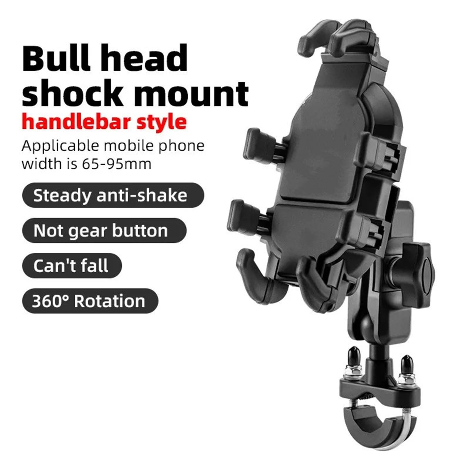 Support De Navigation GPS pour Moto Support De Téléphone De Vélo De Moto Réglable avec Module D'amortisseur Support De Téléphone De Vélo Antidérapant Support de Navigation de Moto(Style B)