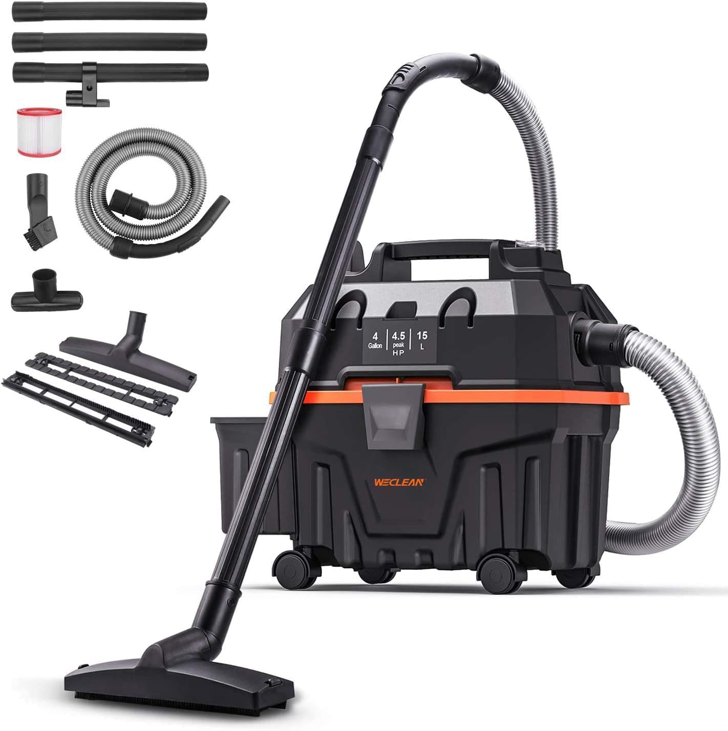 WECLEAN V7 4 Gallon 5.5 Peak HP Wet Dry Vacuum Cleaner Commercial Vacuum Cleaner with Blower for Car and Workshop Garden and Garage : Industrial & Scientific