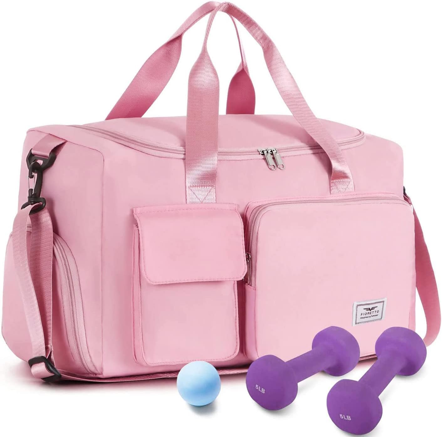 JD FRESH27 Liter Nylon Duffle Bags for Women Travel Bags for Luggage, Gym Duffle Bag, Carry Bags for Travelling, Small Travel Bag for Luggage Journey Bag, Waterproof Bags for Women Sakura Pink