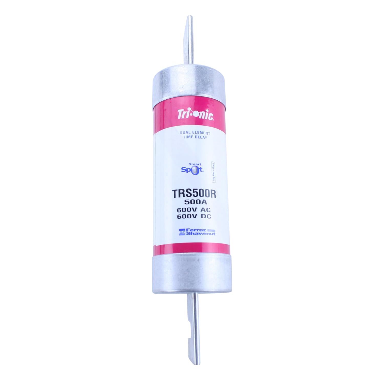 Mersen TRS-R Tri-Onic Time-Delay/Class RK5 Fuse, 600VAC/600VDC, 200kA AC/100kA DC, 500 Ampere, 3-1/8" Diameter x 13-3/8" Length