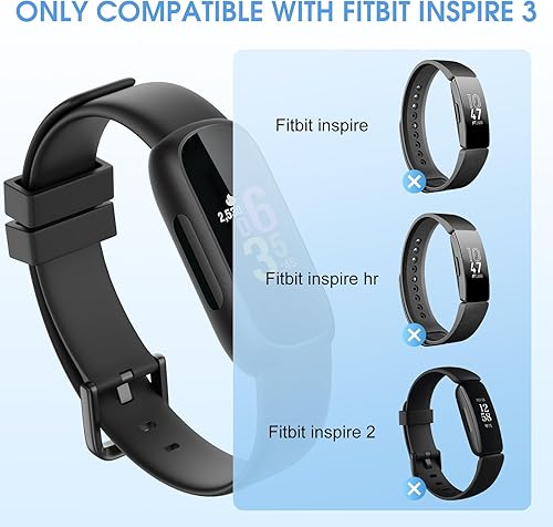 Miniatura 3 de Vanet 3-Pack Silicone Band Compatible with Fitbit Inspire 3, Adjustment Sports Soft Sports Replacement Straps for Women Men