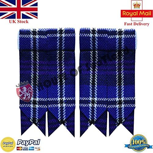 Scottish Kilt Hose Sock Flashes Various Tartan Garter Pointed Acrylic Wool Flashes (Heritage of Scotland)