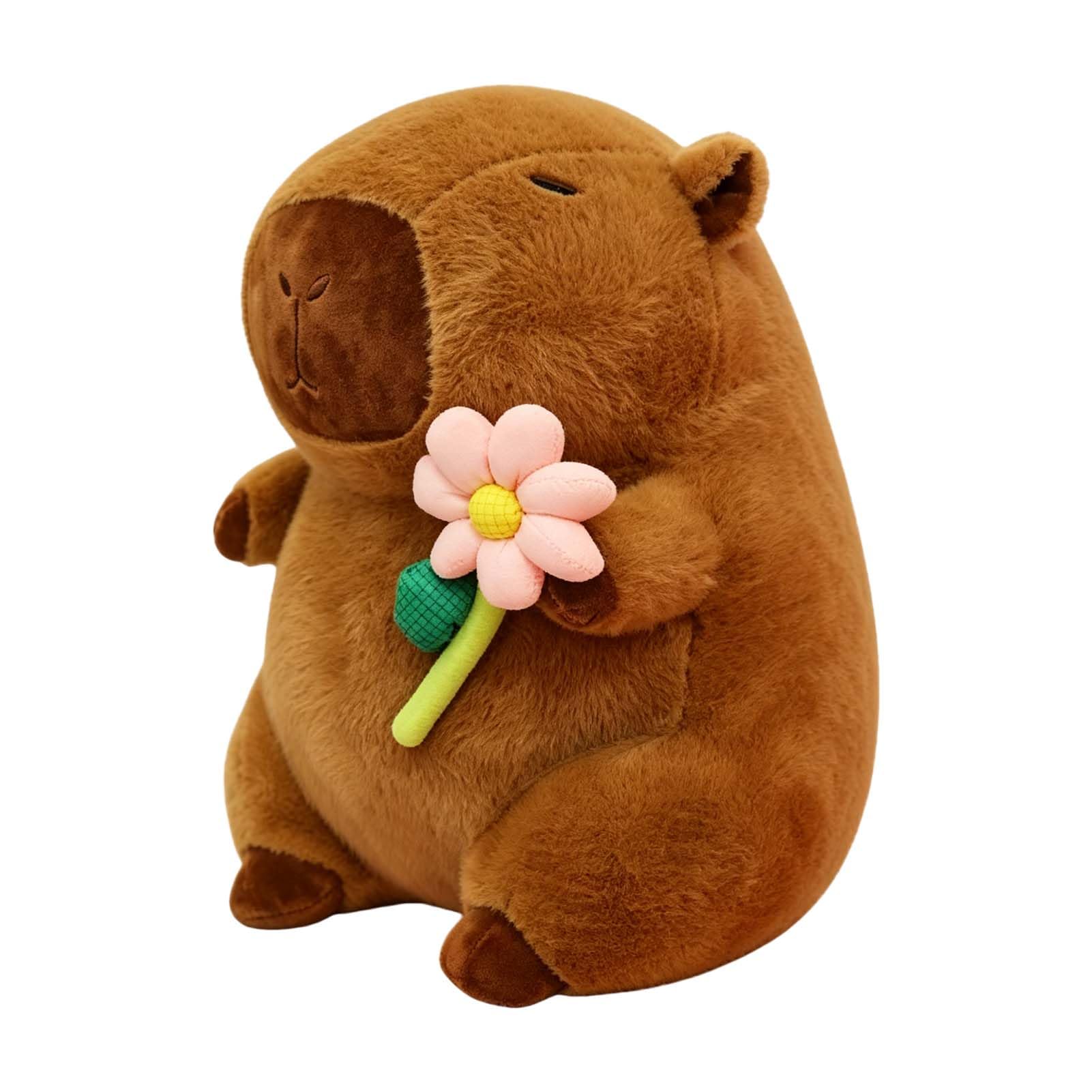 SKIPTHYBER Capybara Plush Toy-30cm Soft Stuffed Capybara with Flower, Cuddly Toys Stuffed Animal for Kids, Perfect for Home Decor Birthdays, Holidays Easter Valentine's Day Gift — image 1