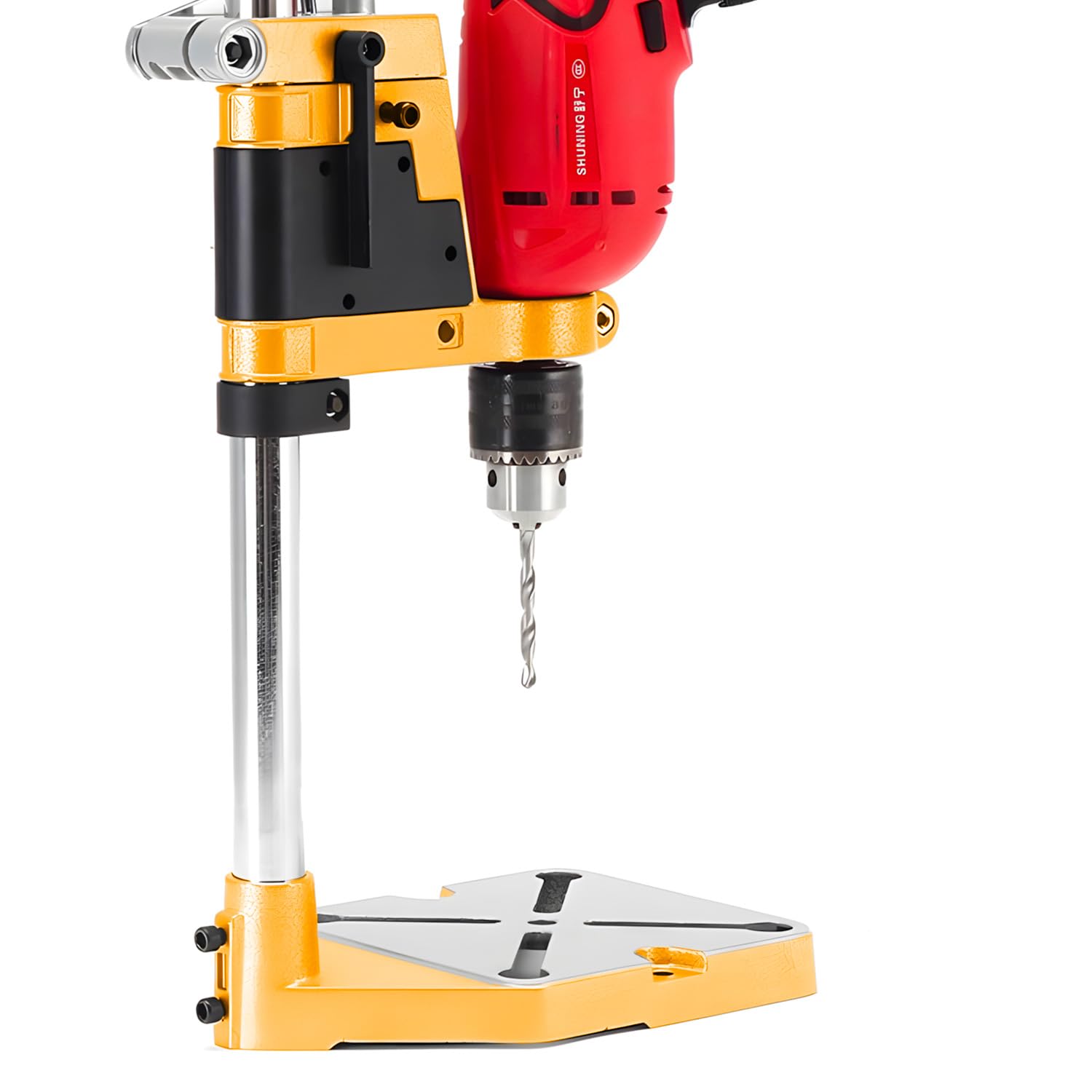 Avilia Base d'Appoggio a Morsa Regolabile per Trapano - Supporto Trapani Altezza 510 mm, Diametro Colonna 25 mm, Base 22x16 cm, in Alluminio Pressofuso