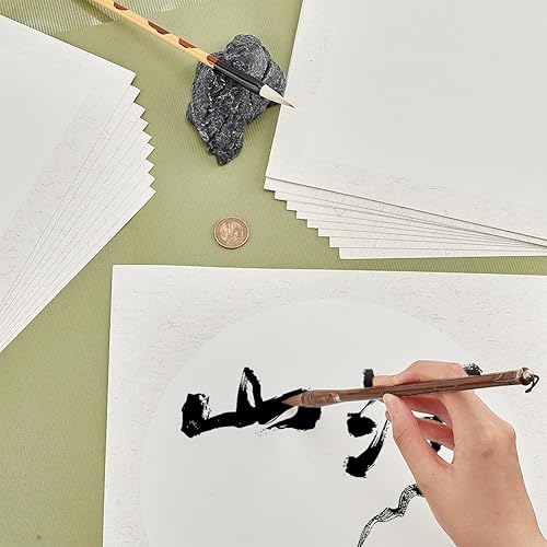 Miniatura 9 de PH PandaHall Xuan Paper 20 piezas de papel Shikishi premontado, papel chino crudo Shikishi, suministros de caligrafía china, papel de arroz para