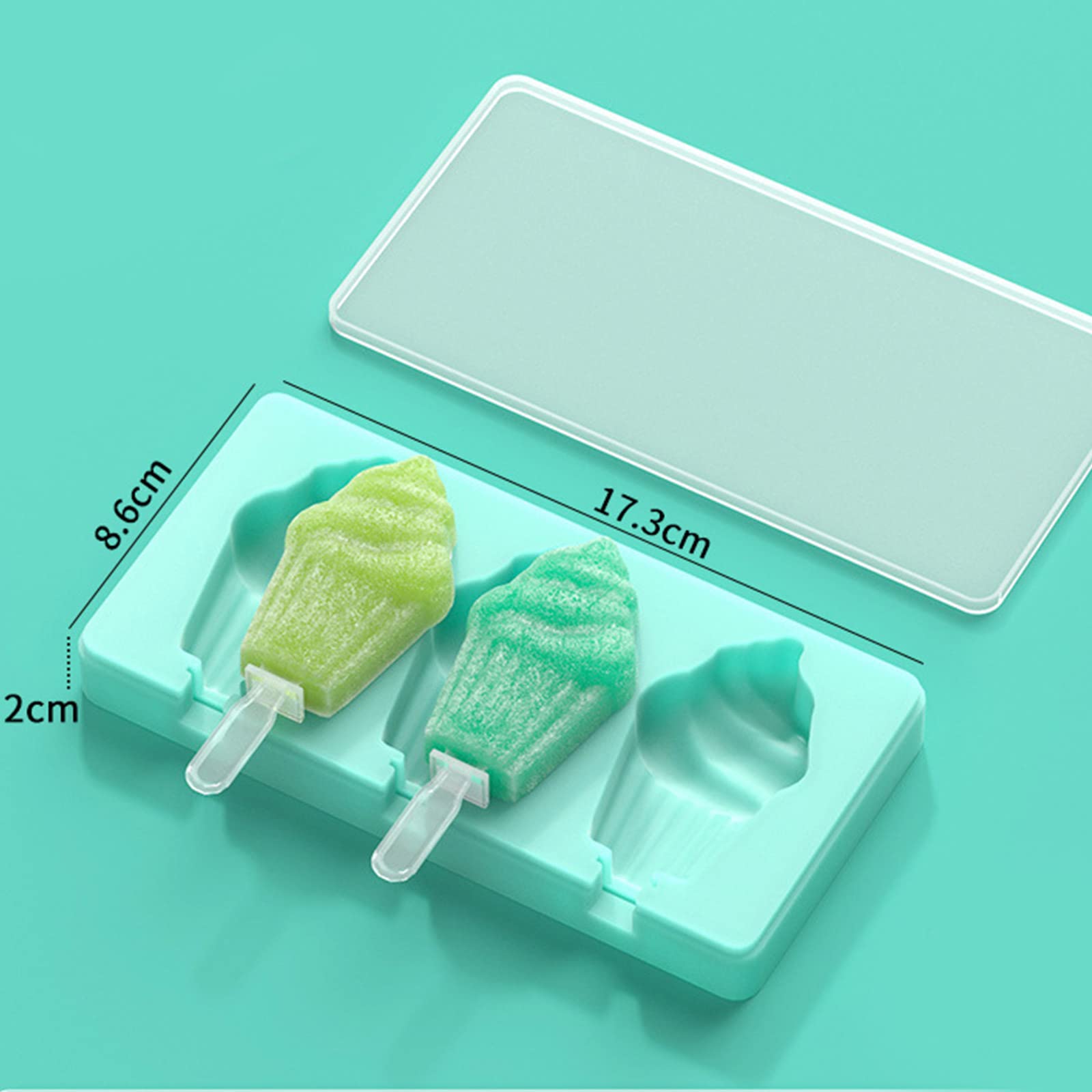 Molde reutilizable for helado con tapa de silicona for hacer paletas caseras con forma de corazón.,Moldes para helados(Blue,Ice cream)