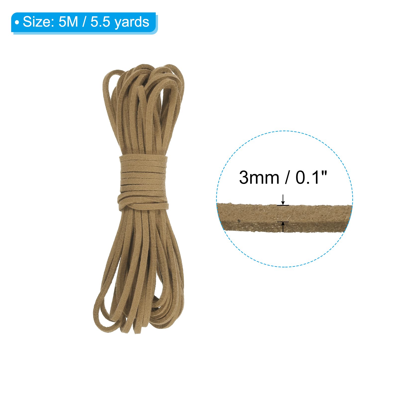 PATIKIL 5.5 Yards x 3mm Faux Suede Leather Cord, Leather Lace String for Bracelet Necklace Beading Making DIY Crafts, Khaki - Image 2