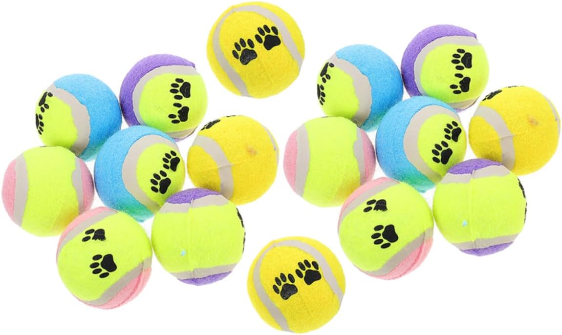 Healifty 16pcs Dog Tennis Balls Pet Plush Training Throwing Rubber Small Sports Balls for Puppy Exercise and Interactive Play Random Color