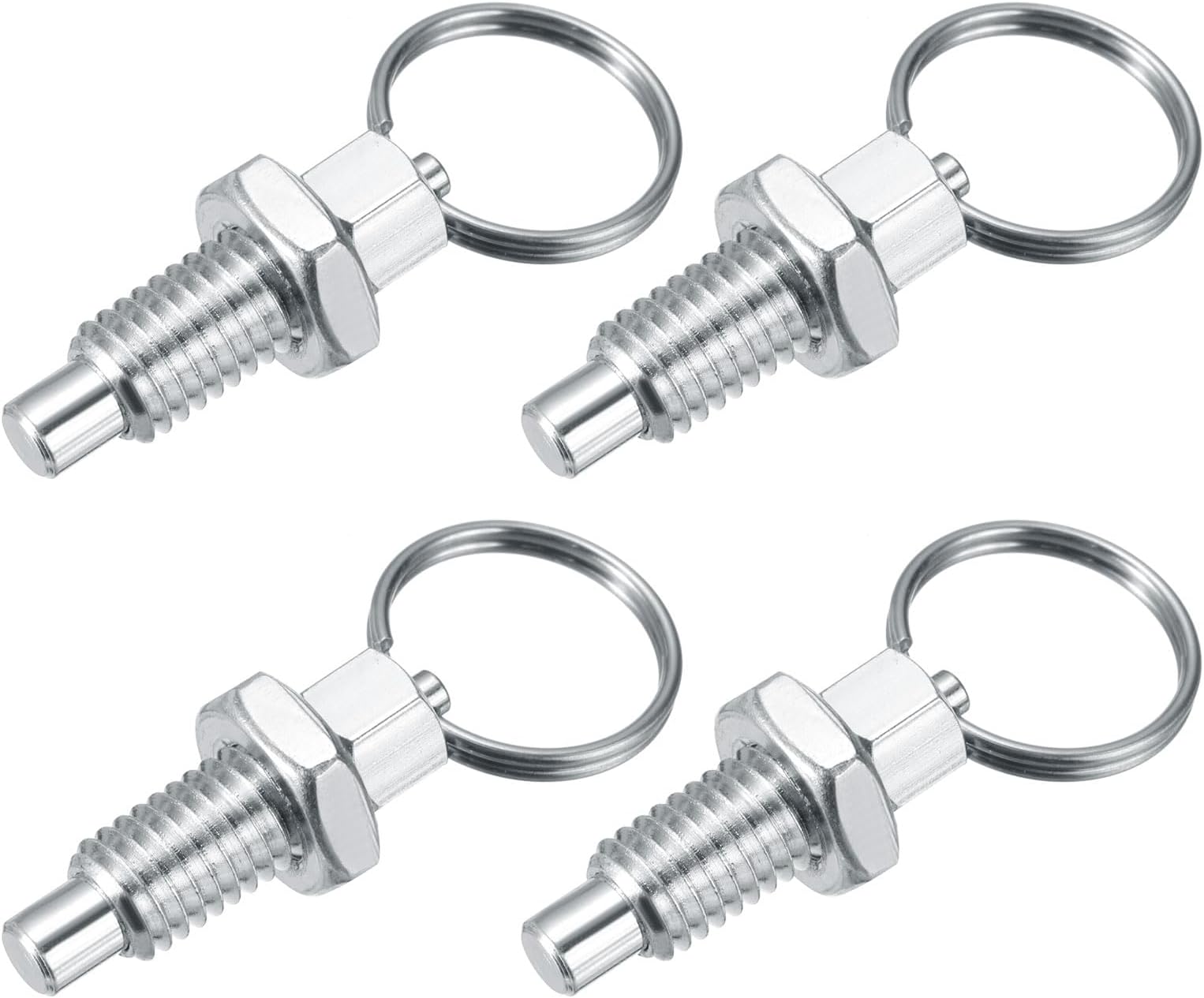 PATIKIL 4 Pcs Spring Plunger with Pull Ring, M8x1.25 Stainless Steel Pull Ring Indexing Plunger Retractable Spring Manual Plungers for Mould Cabinet Industrial Equipment