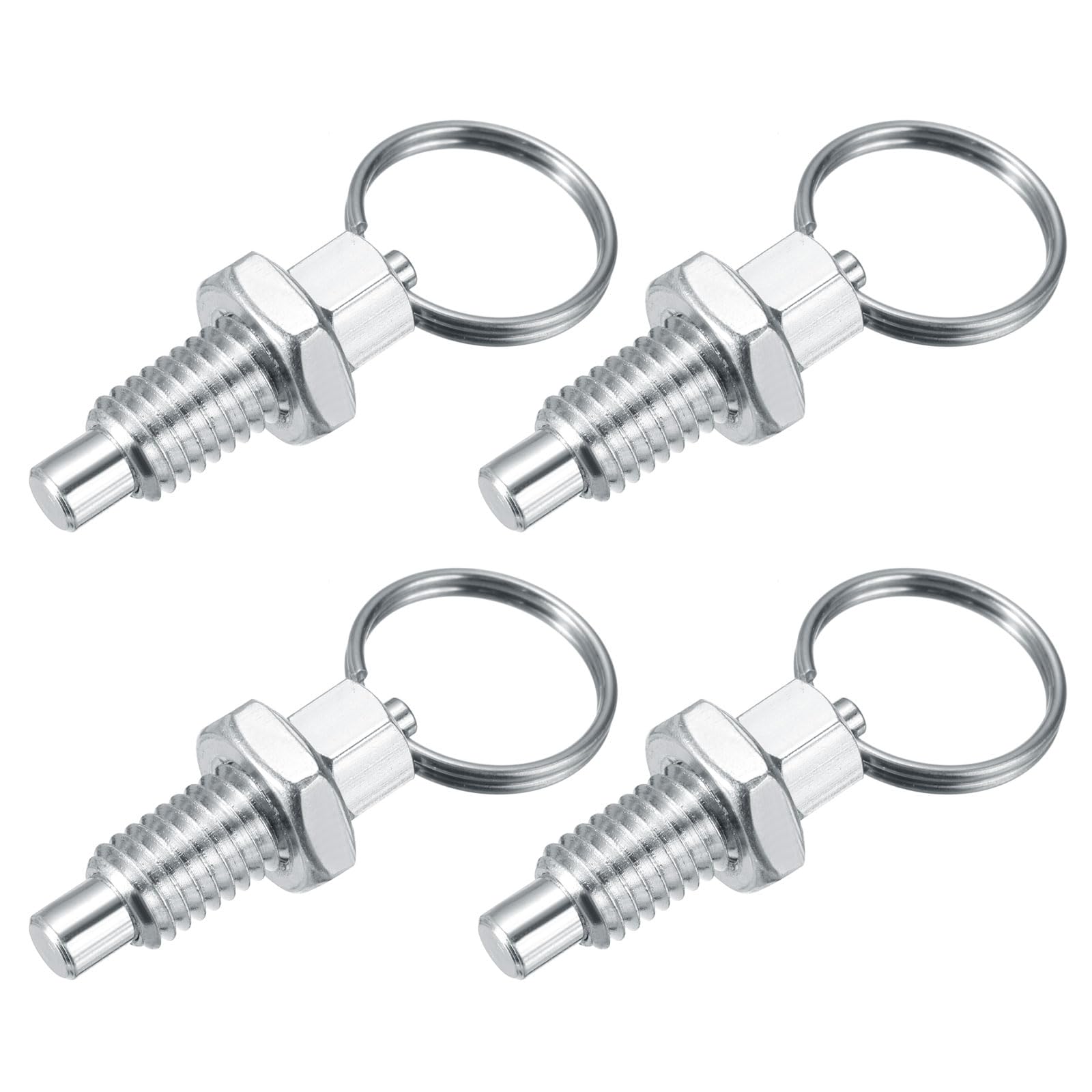 PATIKIL 4 Pcs Spring Plunger with Pull Ring, M8x1.25 Stainless Steel Pull Ring Indexing Plunger Retractable Spring Manual Plungers for Mould Cabinet Industrial Equipment