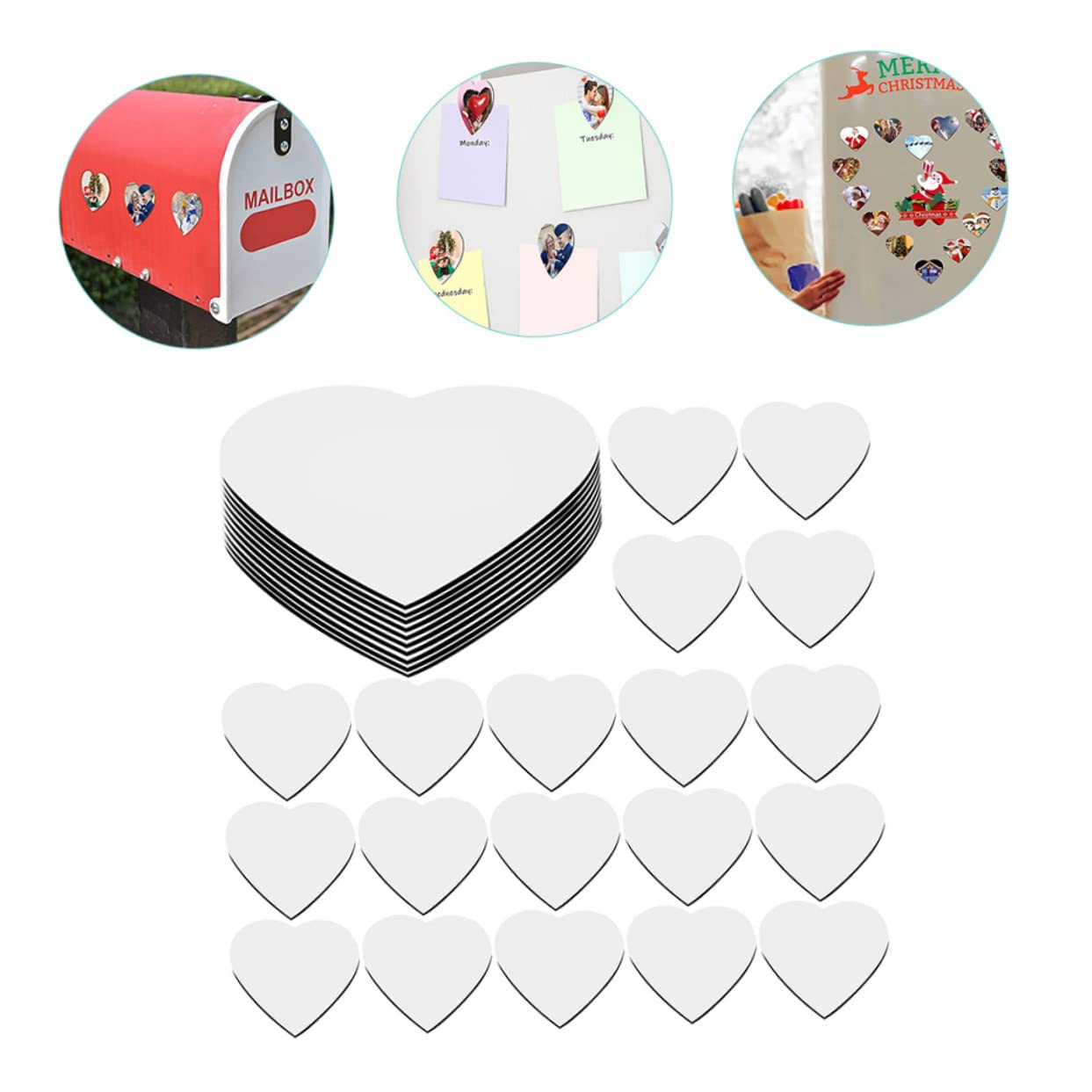 Amosfun 60 STK Leerer Kühlschrankmagnet Leere Magnete Für Den Kühlschrank Kühlschrankmagnete in Herzform Kühlschrankmagnete Selber Machen Kühlschrank Für Auto DIY-Magnete in Herzform Weiß