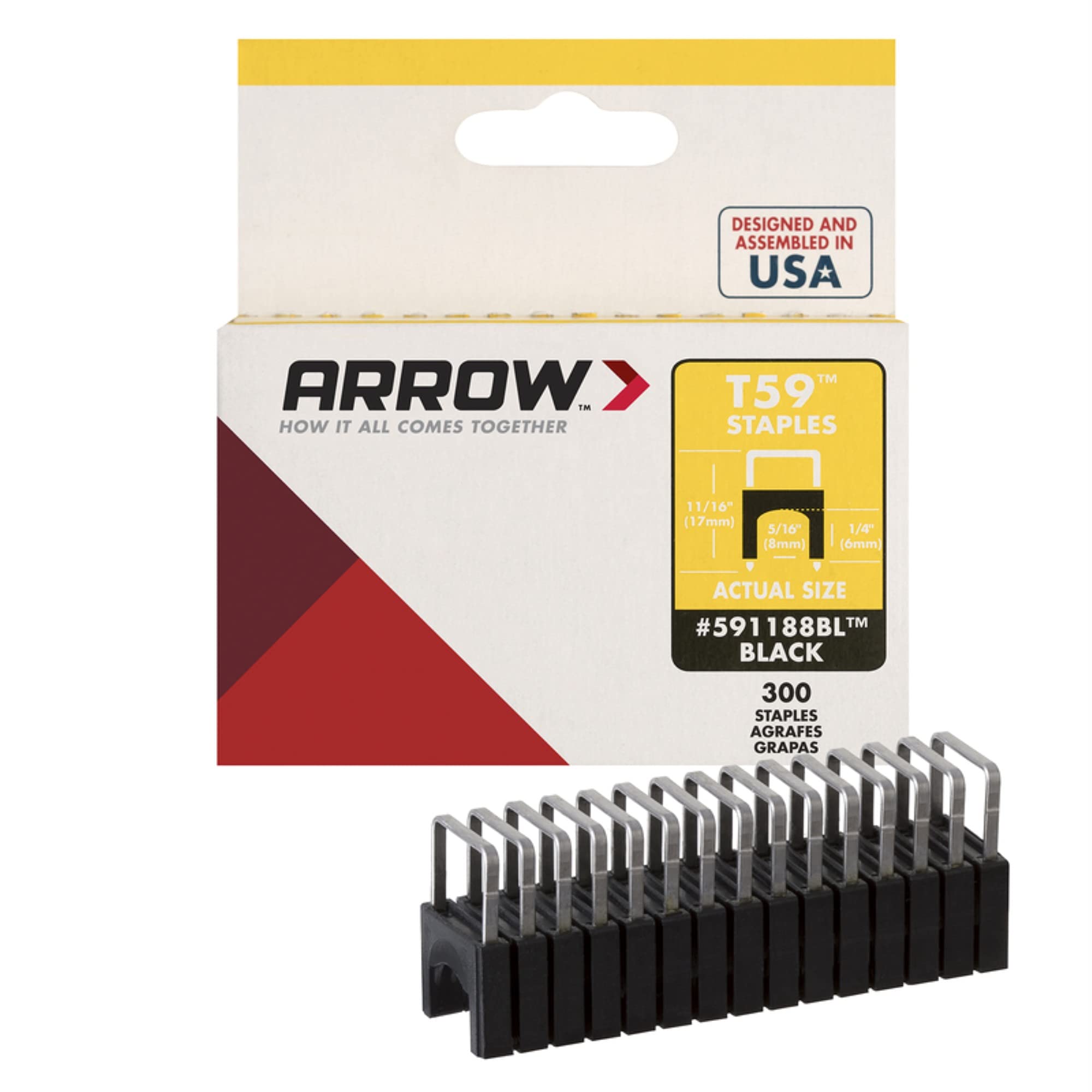 Arrow 591168 Genuine T59 Steel 1/4-Inch by 1/4 Crown Width Insulated Staples for Cable and Wiring, Clear, 300 Count — Amazon image 7