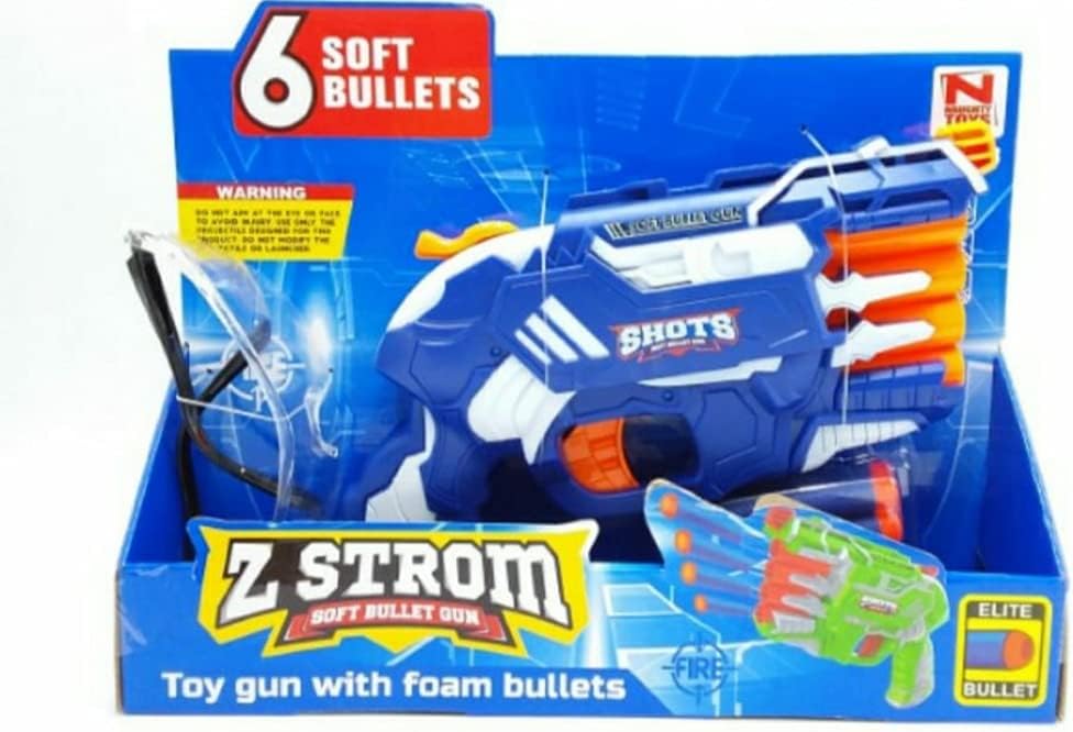 Blaster Gun Toy Safe and Long Range 6 Soft Foam Bullets Perfect Guns for Kids