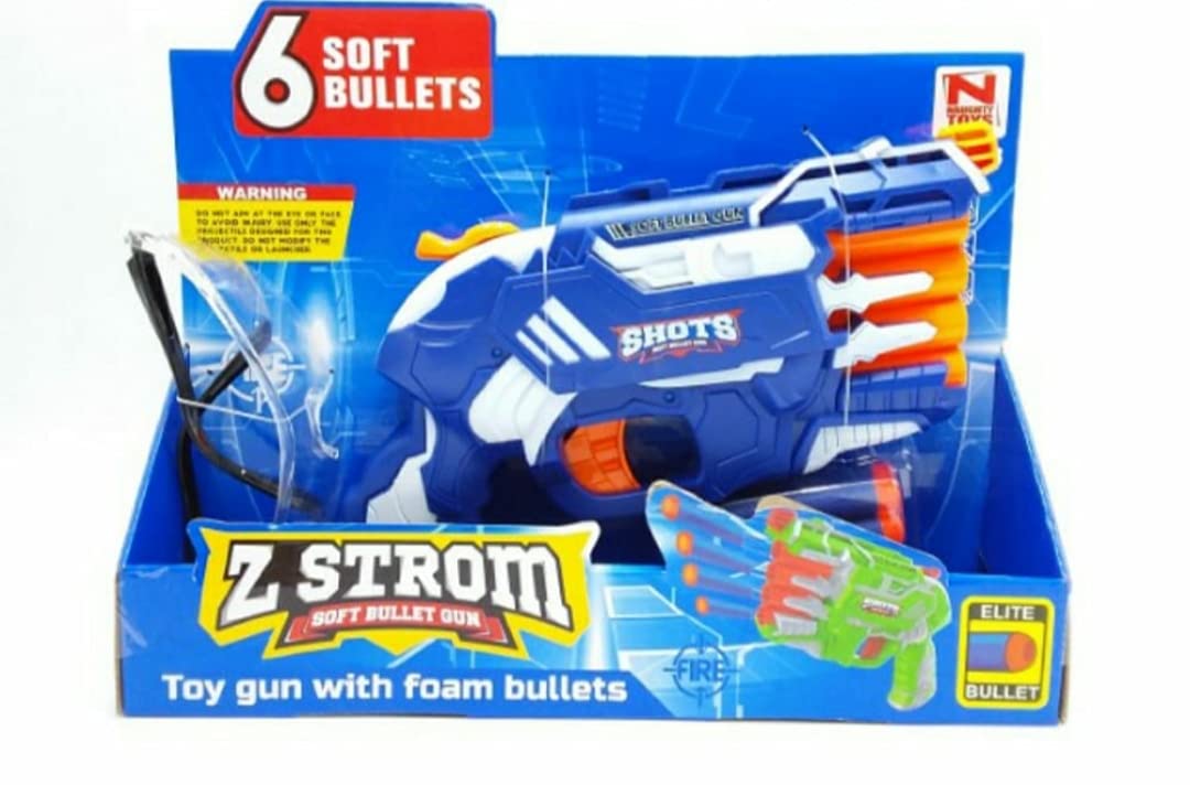 Blaster Gun Toy Safe and Long Range 6 Soft Foam Bullets Perfect Guns for Kids
