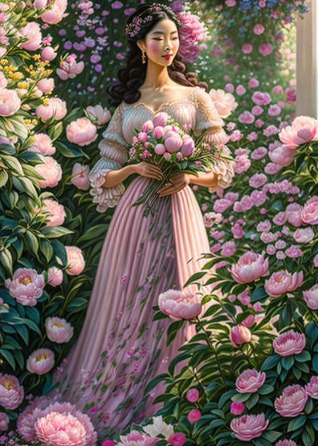 Poster femme dans un jardin toile sans cadre 58x90 cm SERENDIPITP