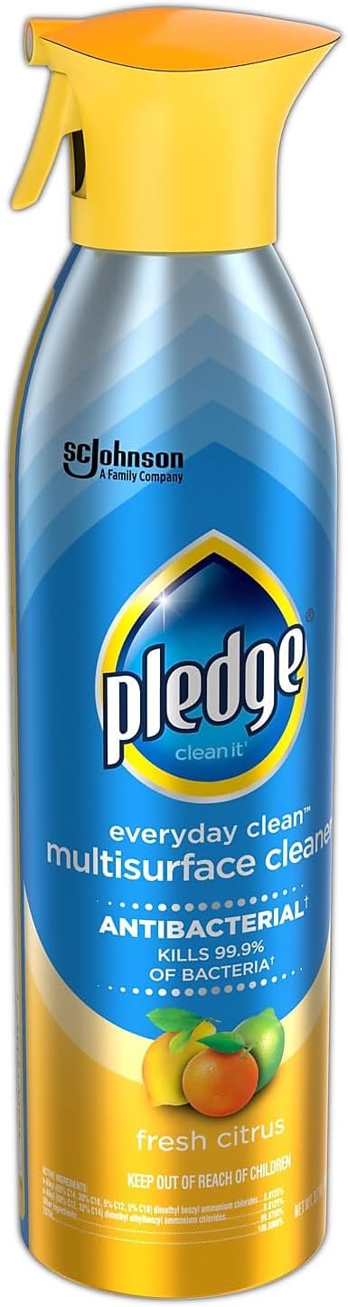 Pledge Multi Surface Antibacterial Everyday Cleaner, 9.7 Oz Aerosol Spray, 6/Carton