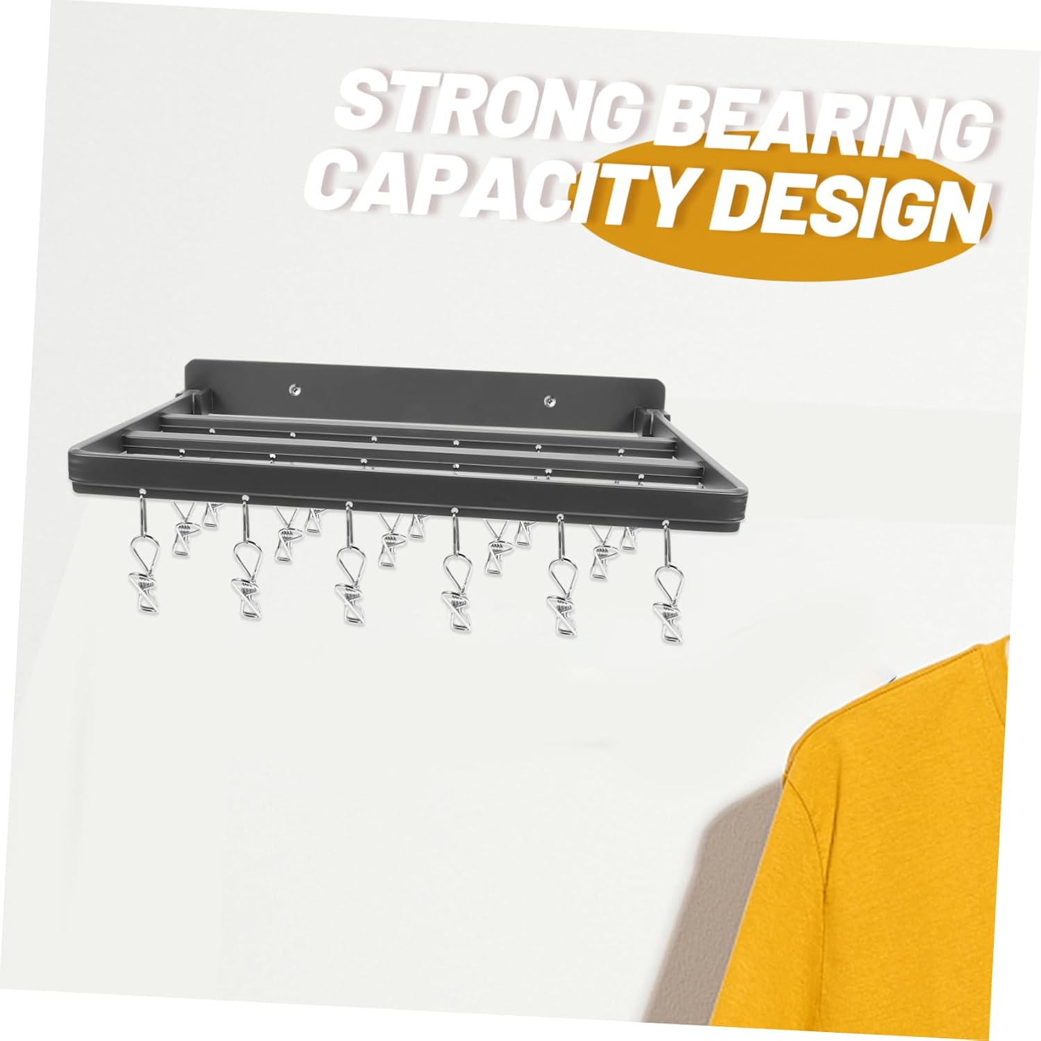 Wall Mounted Space-Saving Multi-Clip Drying Rack for Underwear Socks Hats and Clothes No for Use Practical Laundry