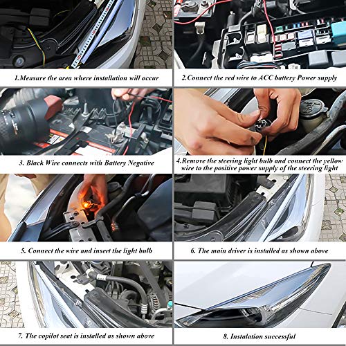 2Pcs 24 Inches Drl Led Light Strip, Yanf Car Flexible Daytime Running Lights Dual Color White-Amber Sequence Led Strip Tube Switchback Headlight & Turn Signal Lights Tube Fit For Any 12V Cars #TOP6