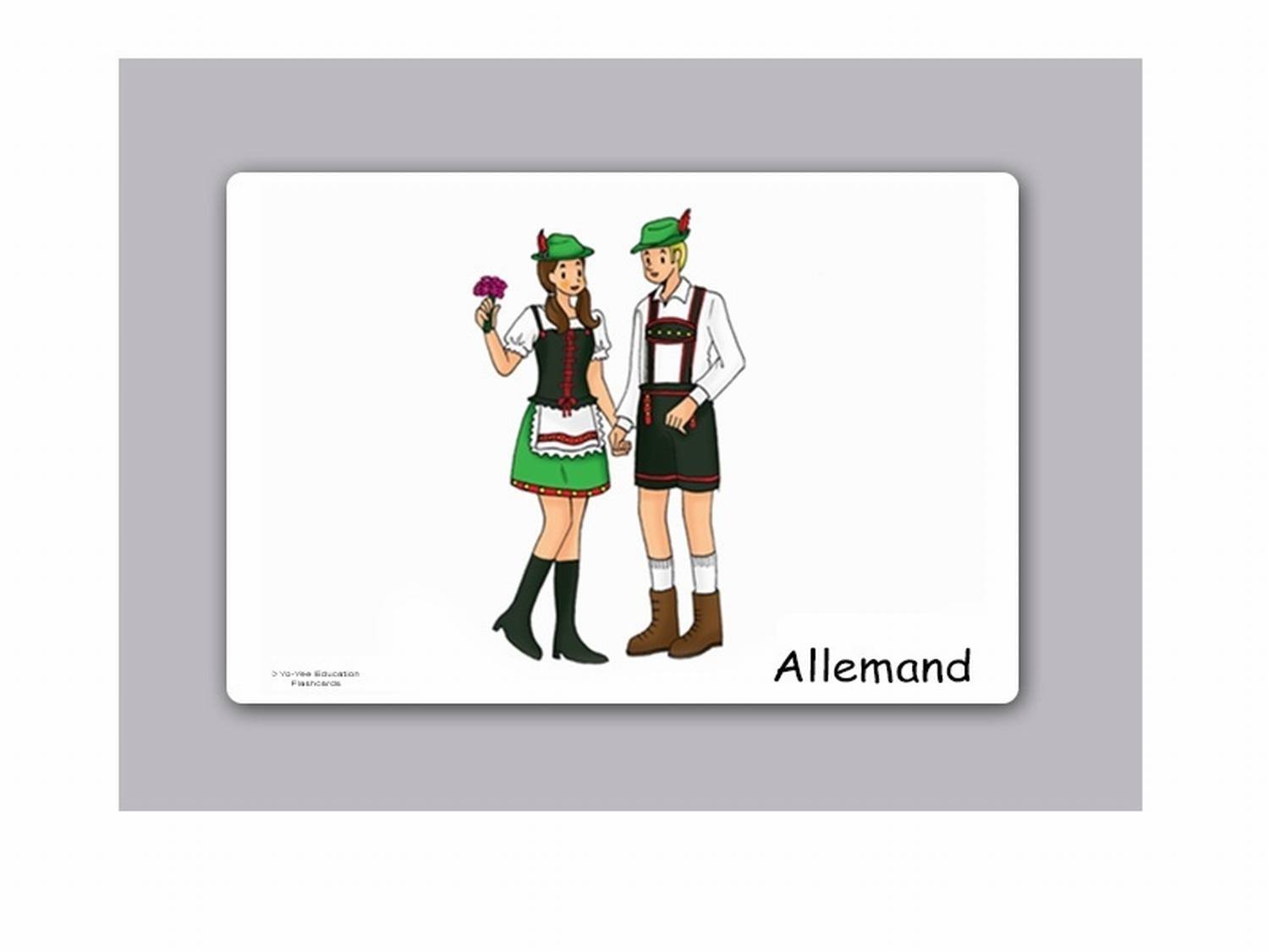 Cartes Images en français - Nationalités - pour l’enseignement des Langues et l’Encouragement linguistique dans Les garderies, Les Jardins d’Enfants et Les écoles