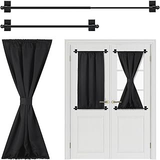 Chunful Blackout French Door Curtains for Privacy Darkening with 2 Adjus...