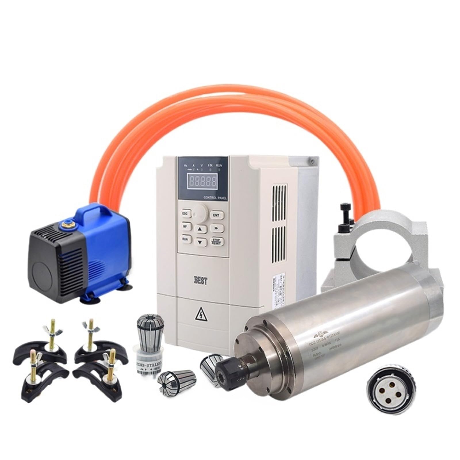 ANERTQUIH CNC Spindle 5.5kw Water Cooled Motor 220V 380V ER25 Dia 125mm Inverter for Milling Router Machine Tool Tools