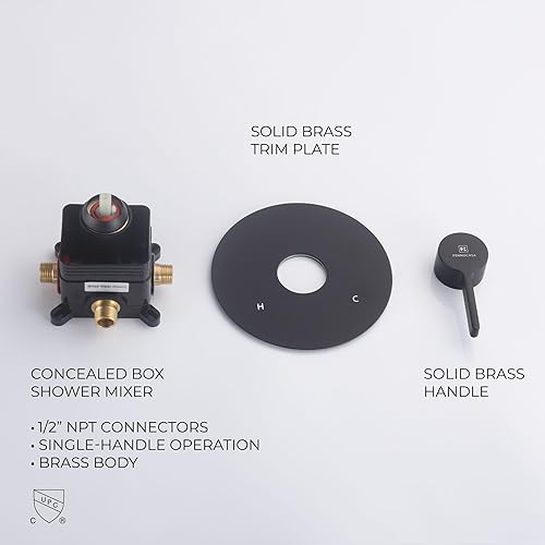 Miniatura 6 de Kit de válvula de ducha y molduras, mango único, juego de válvula de ducha todo en uno y kit de molduras de ducha, piezas del sistema de ducha, kit