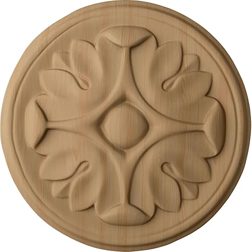 Miniatura 1 de Ekena Millwork ROS04X04RAAL Raymond Roseta redonda, 4 14 14 pulgadas de ancho x 4 14 14 pulgadas de alto x 12 "P, aliso